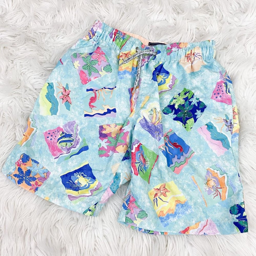 Michael's Blue Pastel Tropical Swim Trunks 10